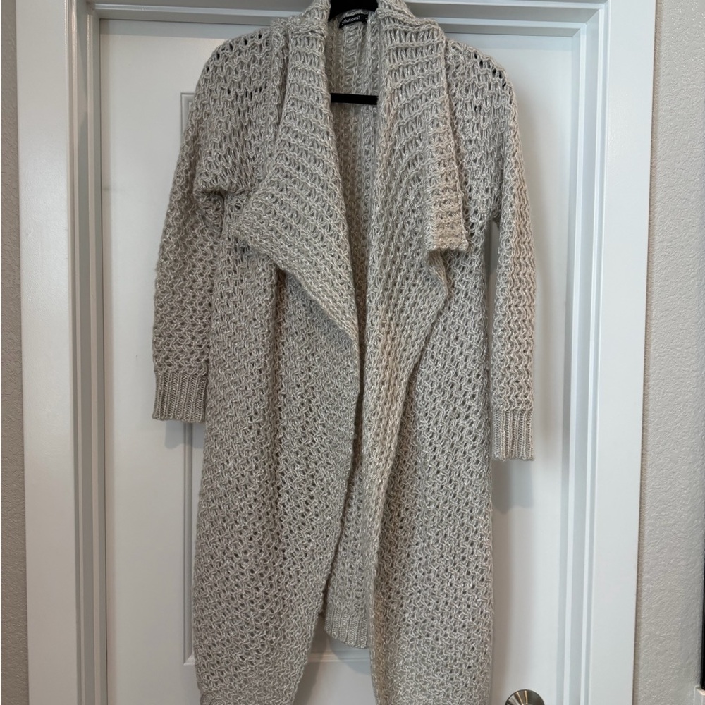 Elegant Cream Open-Front Cardigan